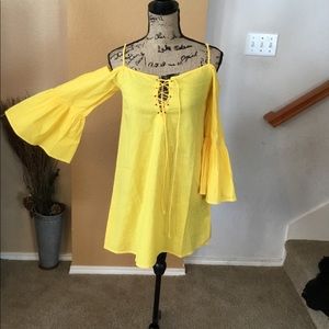 Bell Sleeve Cold Shoulder Top